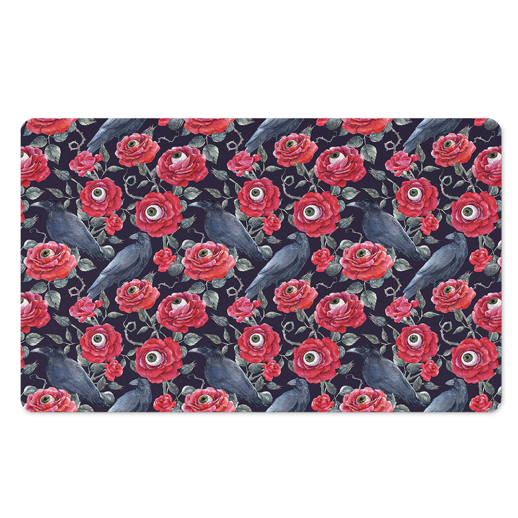 Eyeball Rose Pattern Print Polyester Doormat