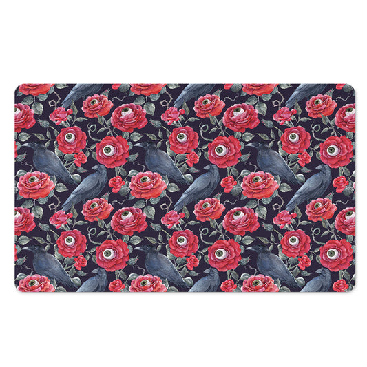Eyeball Rose Pattern Print Polyester Doormat