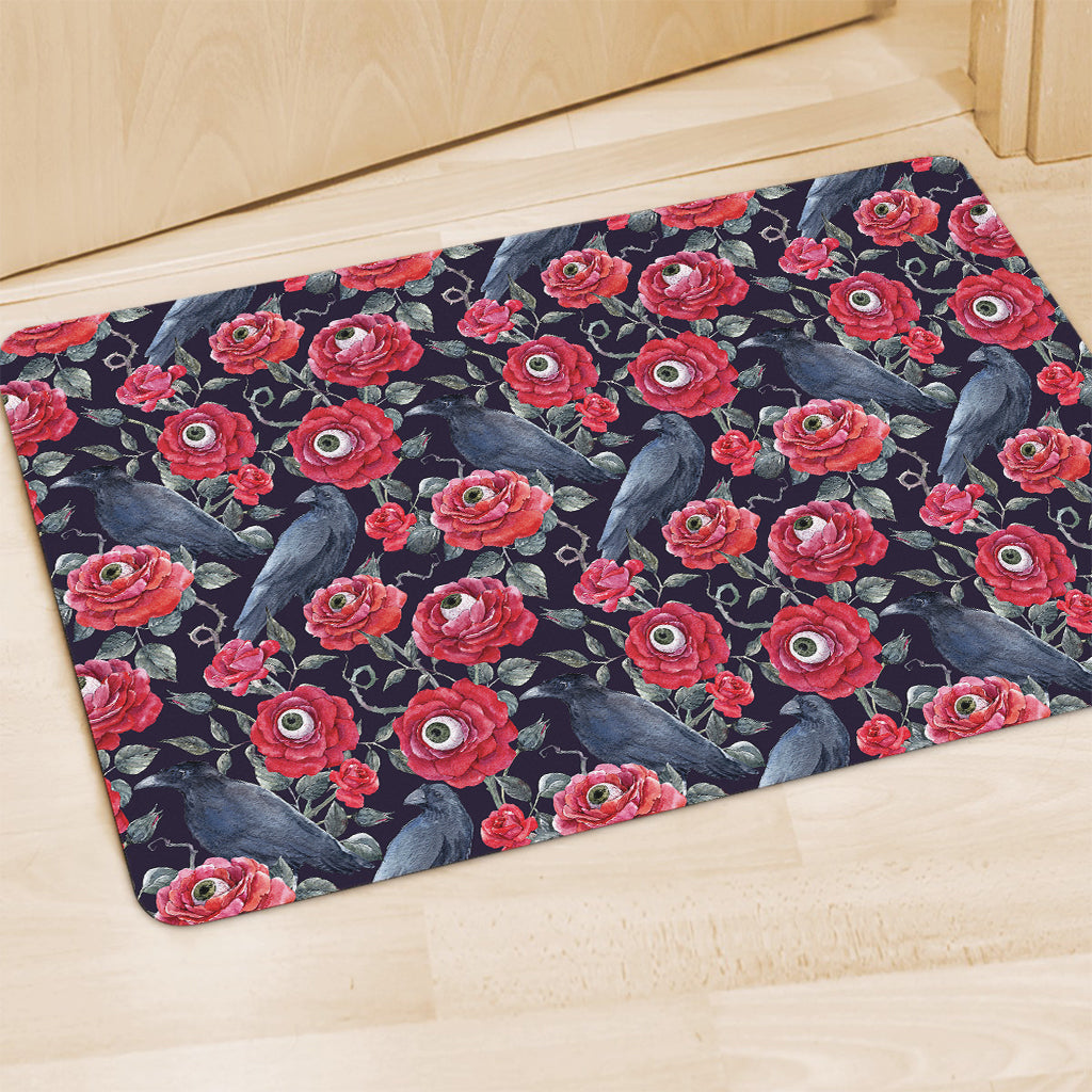 Eyeball Rose Pattern Print Polyester Doormat