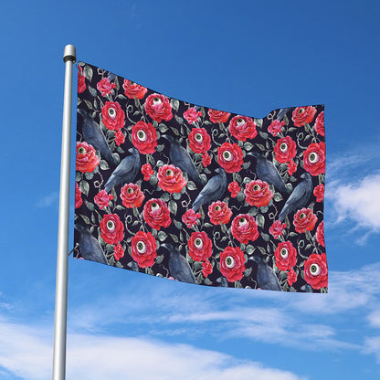 Eyeball Rose Pattern Print Polyester Flag