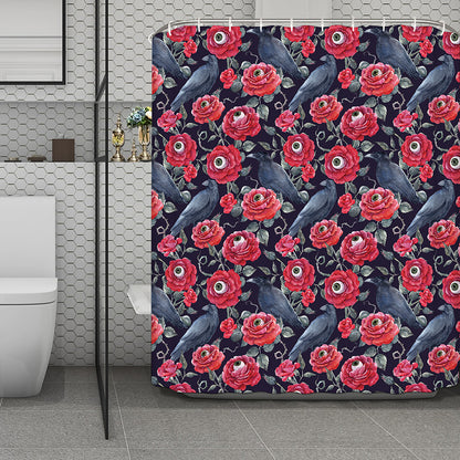 Eyeball Rose Pattern Print Polyester Shower Curtain