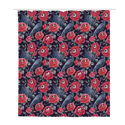 Eyeball Rose Pattern Print Polyester Shower Curtain