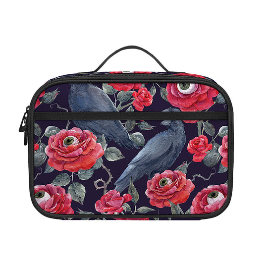 Eyeball Rose Pattern Print Portable Lunch Bag