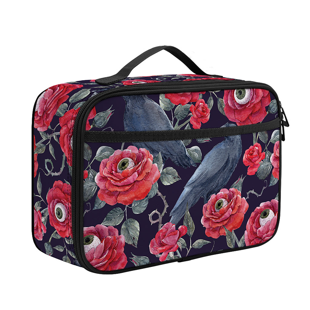 Eyeball Rose Pattern Print Portable Lunch Bag