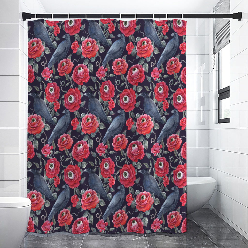 Eyeball Rose Pattern Print Premium Shower Curtain