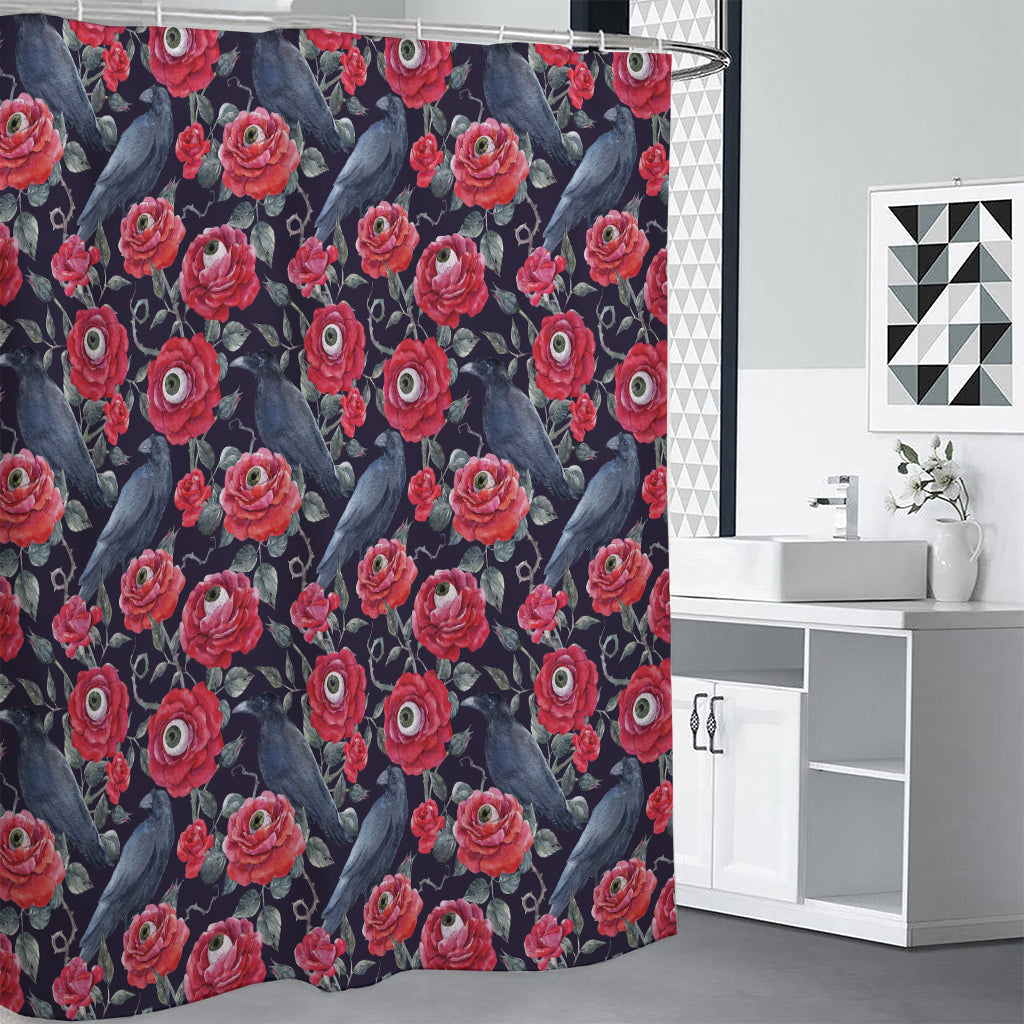 Eyeball Rose Pattern Print Premium Shower Curtain