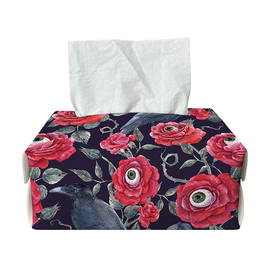 Eyeball Rose Pattern Print Rectangle Tissue Box Cover