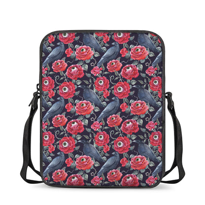 Eyeball Rose Pattern Print Rectangular Crossbody Bag