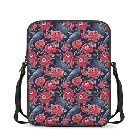 Eyeball Rose Pattern Print Rectangular Crossbody Bag