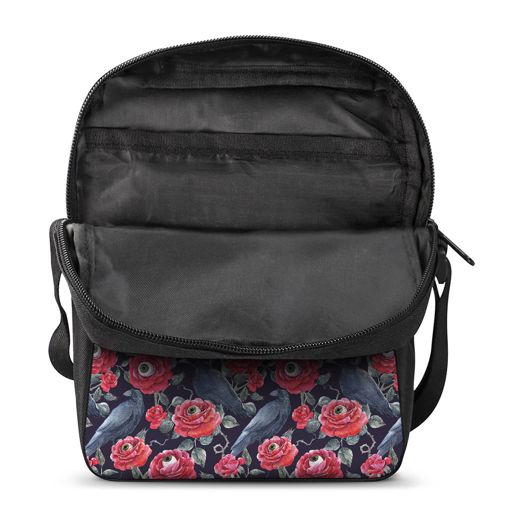 Eyeball Rose Pattern Print Rectangular Crossbody Bag
