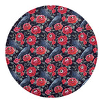 Eyeball Rose Pattern Print Round Blanket