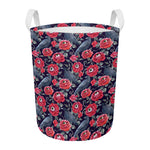 Eyeball Rose Pattern Print Round Laundry Basket