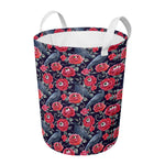 Eyeball Rose Pattern Print Round Laundry Basket