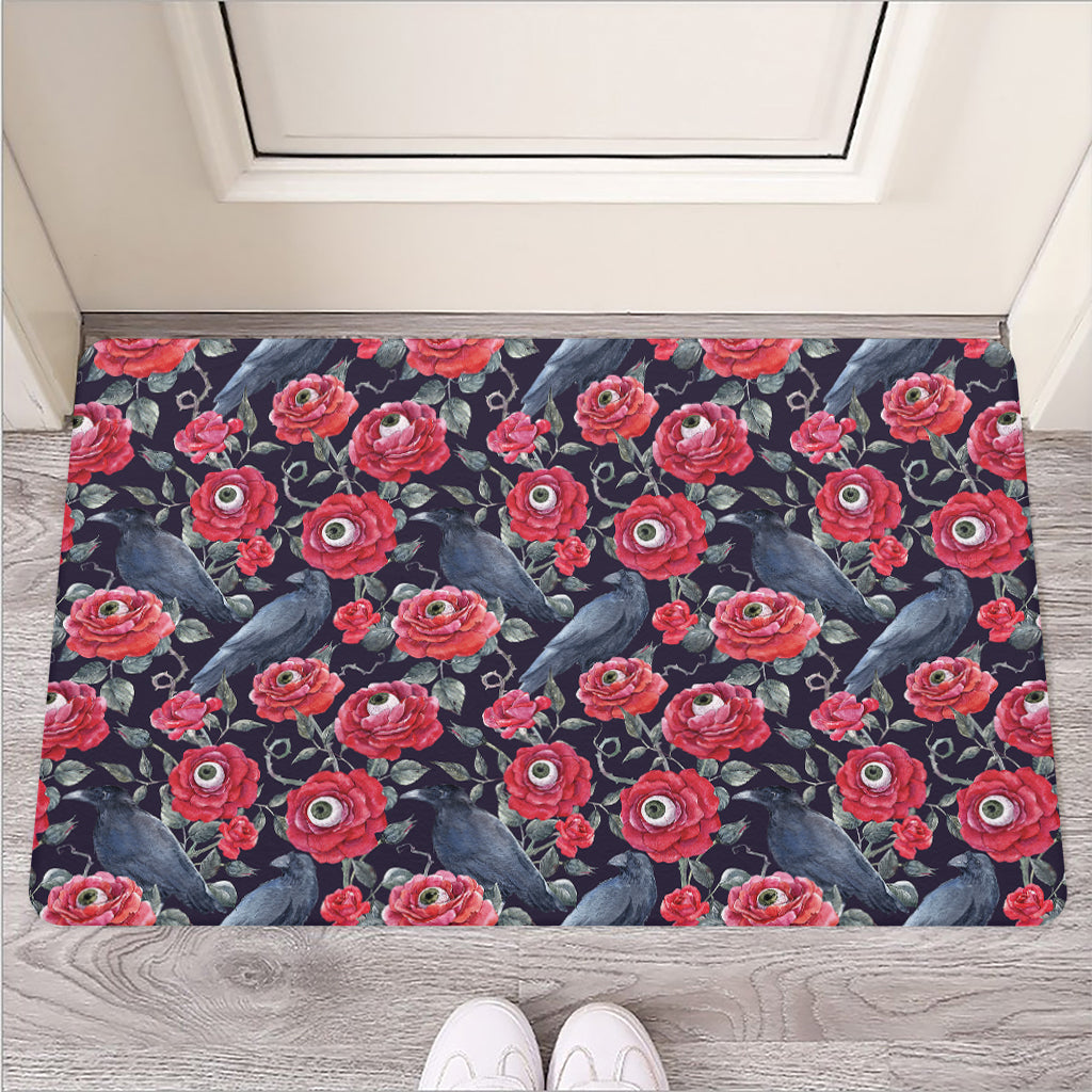 Eyeball Rose Pattern Print Rubber Doormat