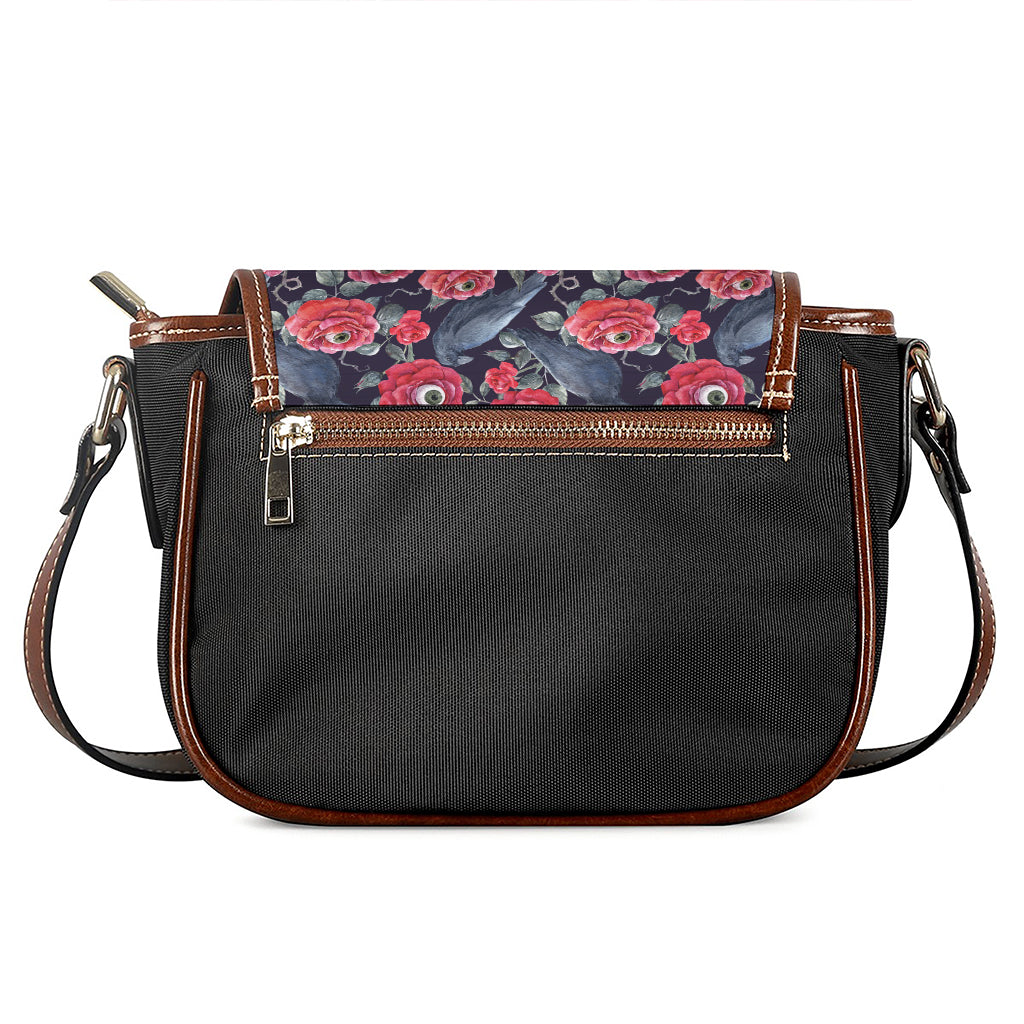 Eyeball Rose Pattern Print Saddle Bag