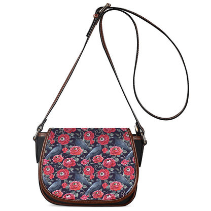 Eyeball Rose Pattern Print Saddle Bag