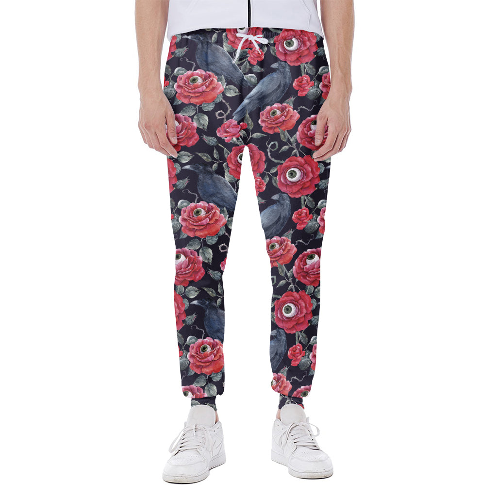 Eyeball Rose Pattern Print Scuba Joggers