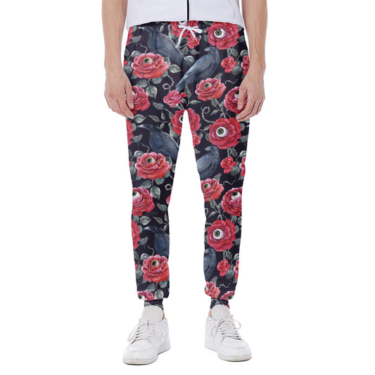 Eyeball Rose Pattern Print Scuba Joggers