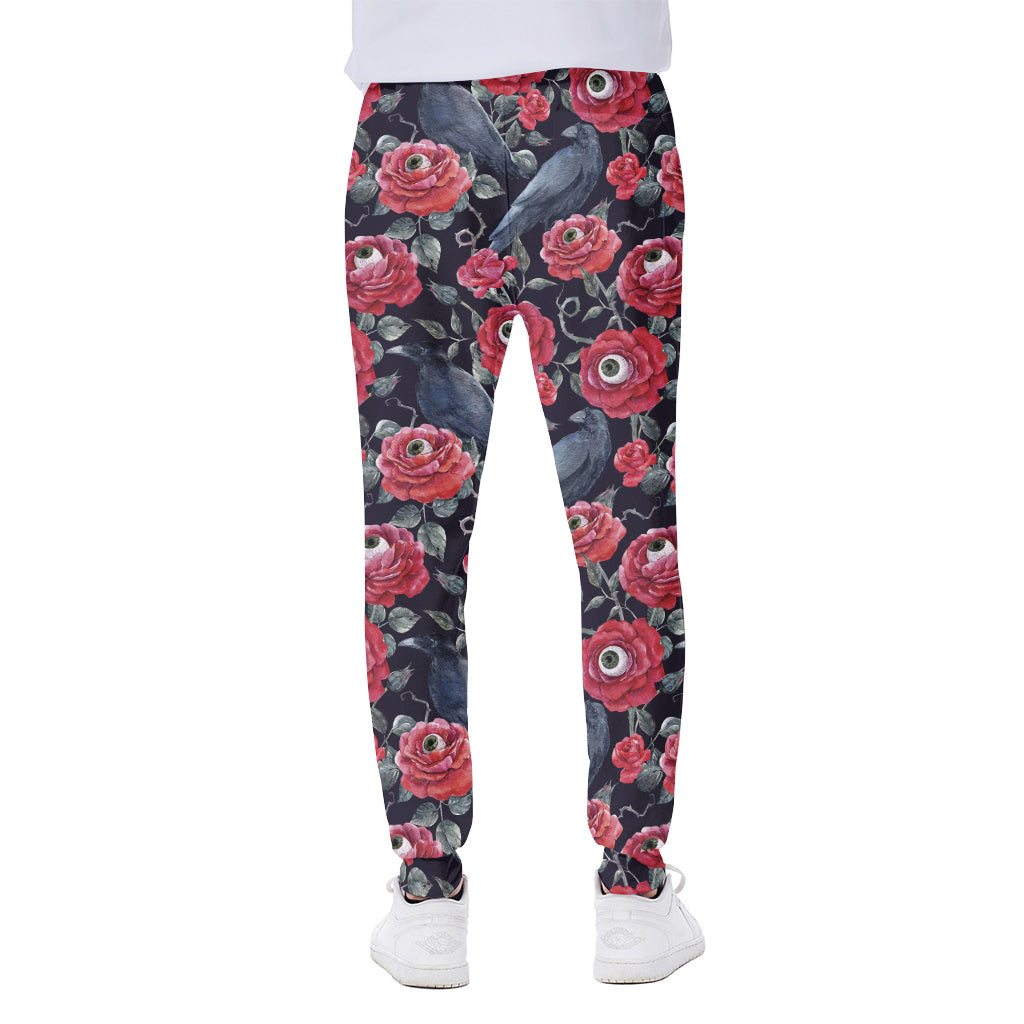 Eyeball Rose Pattern Print Scuba Joggers