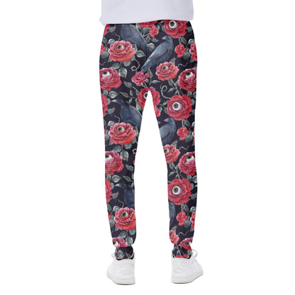 Eyeball Rose Pattern Print Scuba Joggers