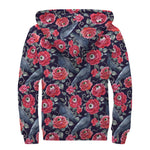 Eyeball Rose Pattern Print Sherpa Lined Zip Up Hoodie
