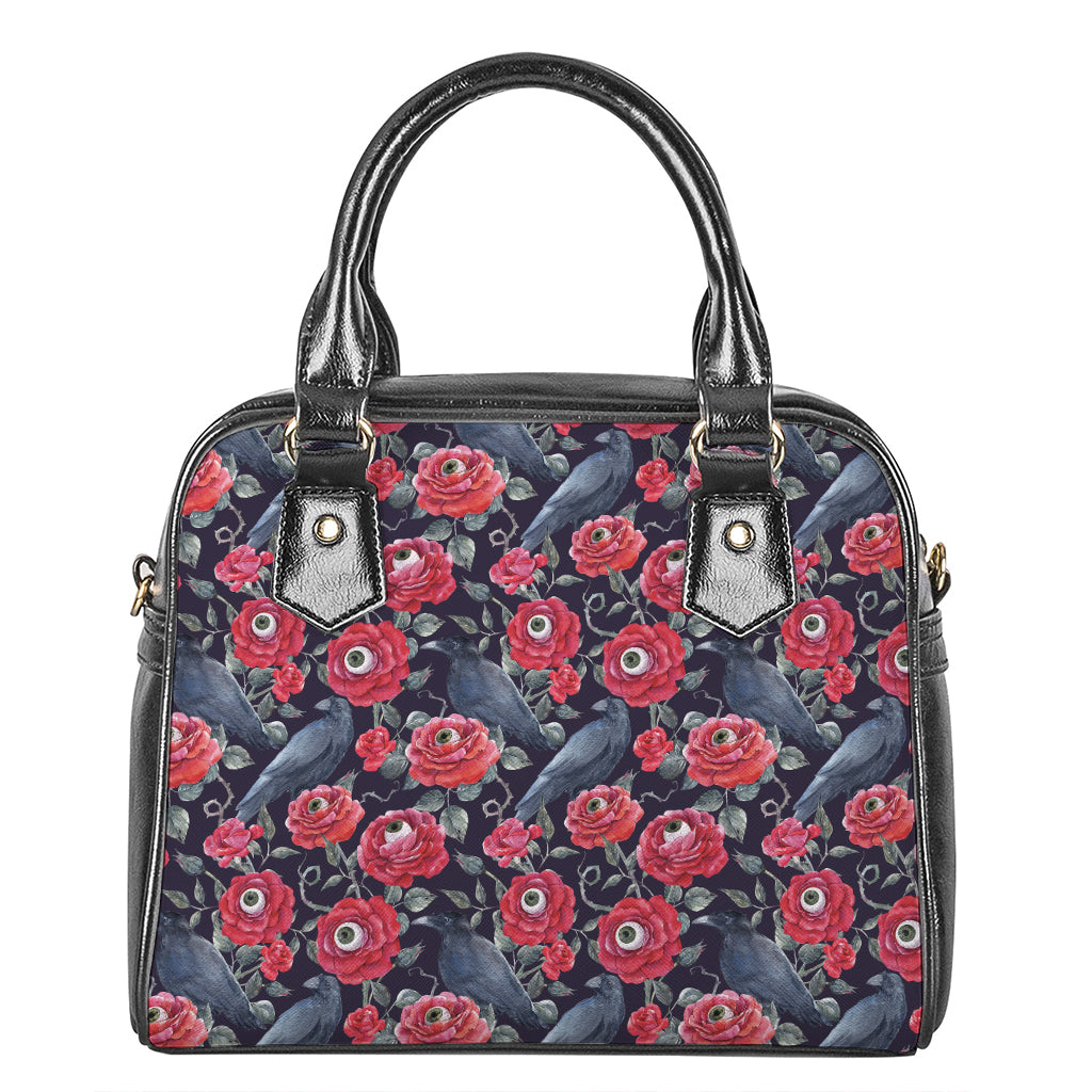Eyeball Rose Pattern Print Shoulder Handbag