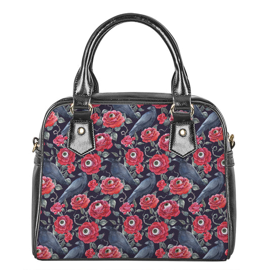 Eyeball Rose Pattern Print Shoulder Handbag