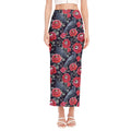 Eyeball Rose Pattern Print Side Slit Maxi Skirt