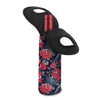 Eyeball Rose Pattern Print Single Neoprene Wine Tote