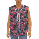 Eyeball Rose Pattern Print Sleeveless Baseball Jersey