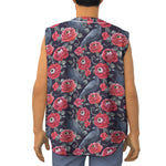 Eyeball Rose Pattern Print Sleeveless Baseball Jersey