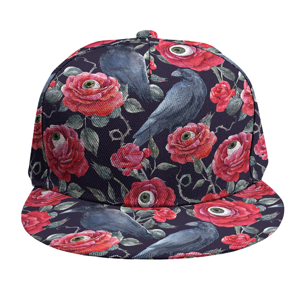 Eyeball Rose Pattern Print Snapback Cap