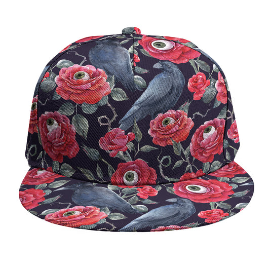 Eyeball Rose Pattern Print Snapback Cap