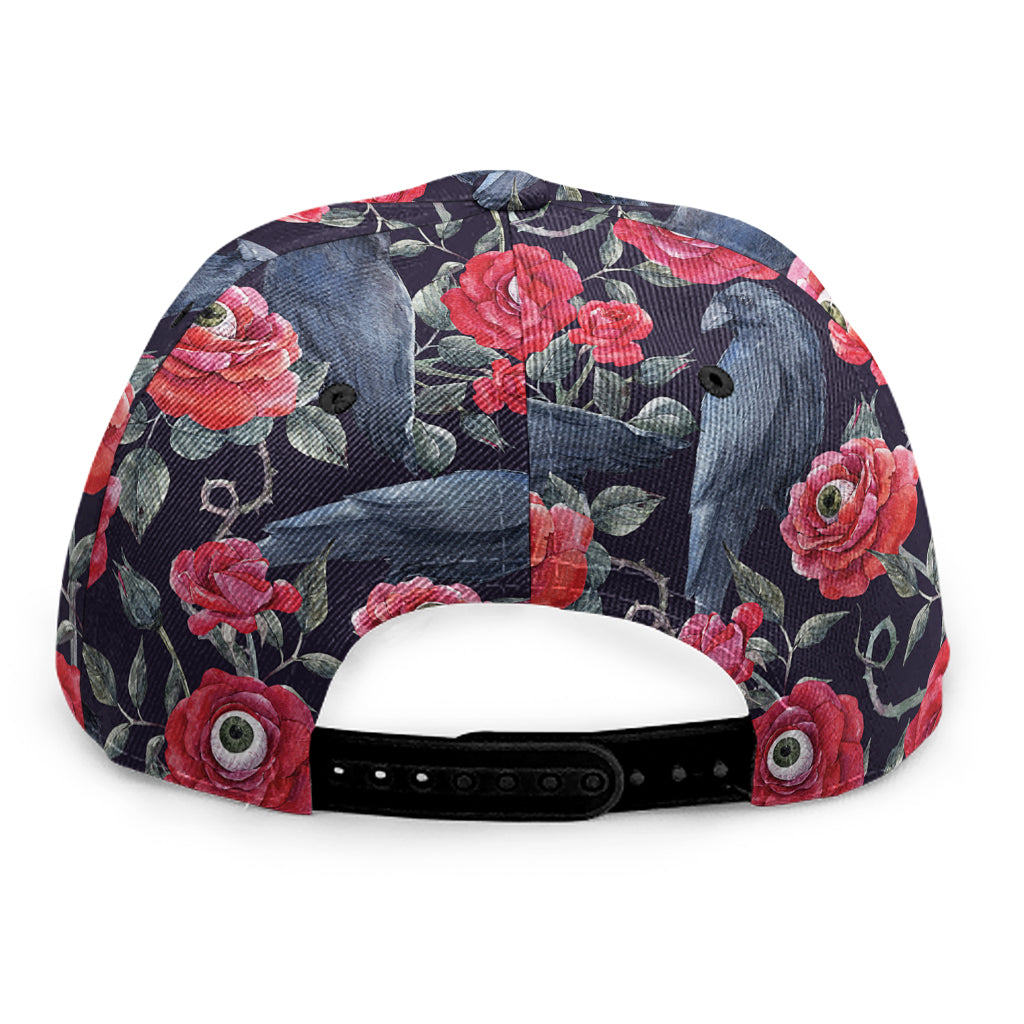 Eyeball Rose Pattern Print Snapback Cap