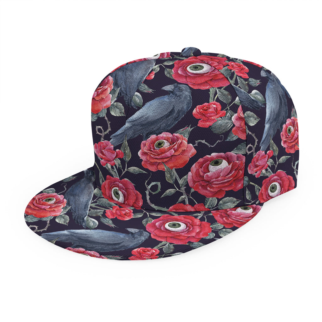 Eyeball Rose Pattern Print Snapback Cap