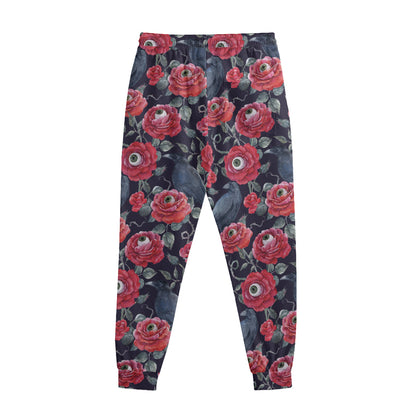 Eyeball Rose Pattern Print Sweatpants
