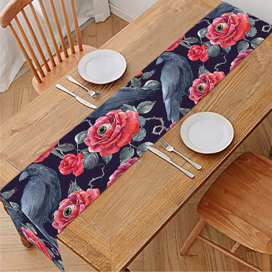 Eyeball Rose Pattern Print Table Runner