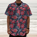 Eyeball Rose Pattern Print Textured Short Sleeve Shirt