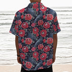 Eyeball Rose Pattern Print Textured Short Sleeve Shirt