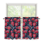 Eyeball Rose Pattern Print Tier Curtains