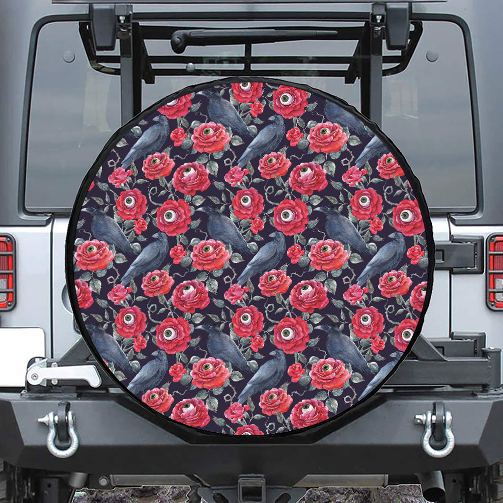 Eyeball Rose Pattern Print Tire Cover