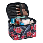 Eyeball Rose Pattern Print Travel Makeup Bag