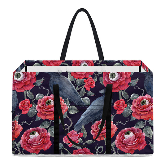 Eyeball Rose Pattern Print Utility Tote Bag