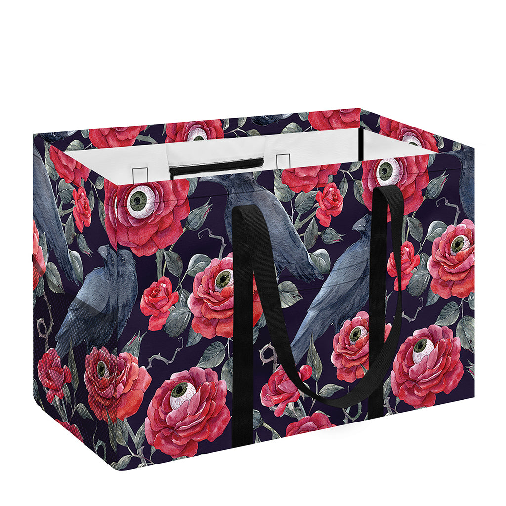 Eyeball Rose Pattern Print Utility Tote Bag