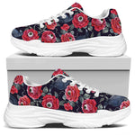 Eyeball Rose Pattern Print White Chunky Shoes