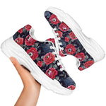 Eyeball Rose Pattern Print White Chunky Shoes