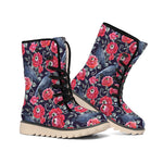 Eyeball Rose Pattern Print Winter Boots