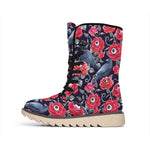 Eyeball Rose Pattern Print Winter Boots