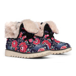Eyeball Rose Pattern Print Winter Boots