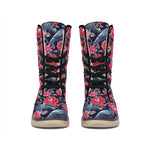 Eyeball Rose Pattern Print Winter Boots